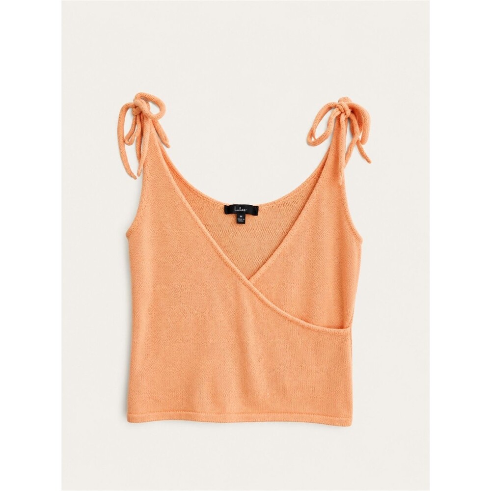 Lulus Peach Knit Tie Shoulder Tank TopWomen’s Size Medium